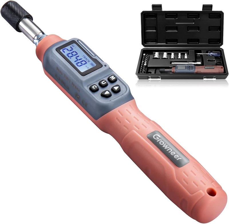 GROWNEER Digital Torque Screwdriver, 2.66-53.1 In-lbs/0.3-6 Nm, 1/4'' Drive Inch Pound Torque Screwdriver Electrician with Buzzer & LED Indicator, 27 In 1 Torque Wrench Screwdriver Set - Image 1